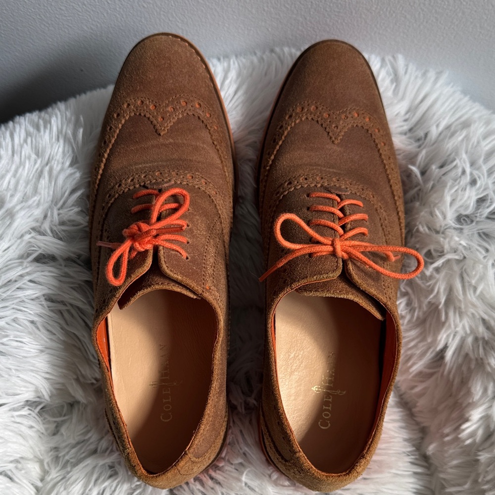 Cole Haan Women's Brown Loafers with Orange Laces